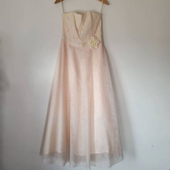 Scott McClintock Dresses & Skirts - Scott McClintock Vintage Strapless Lace & Tulle Gown – Size 8 Blush/Peach Sweeth
